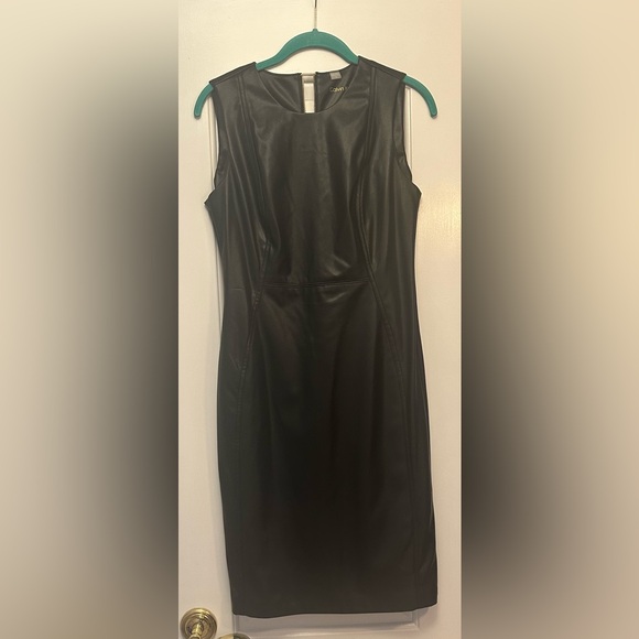 Calvin Klein Black Faux Leather Midi Dress - Size 4 - Picture 4 of 6